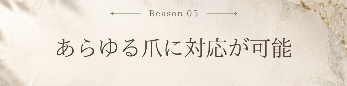 あらゆる爪に対応が可能